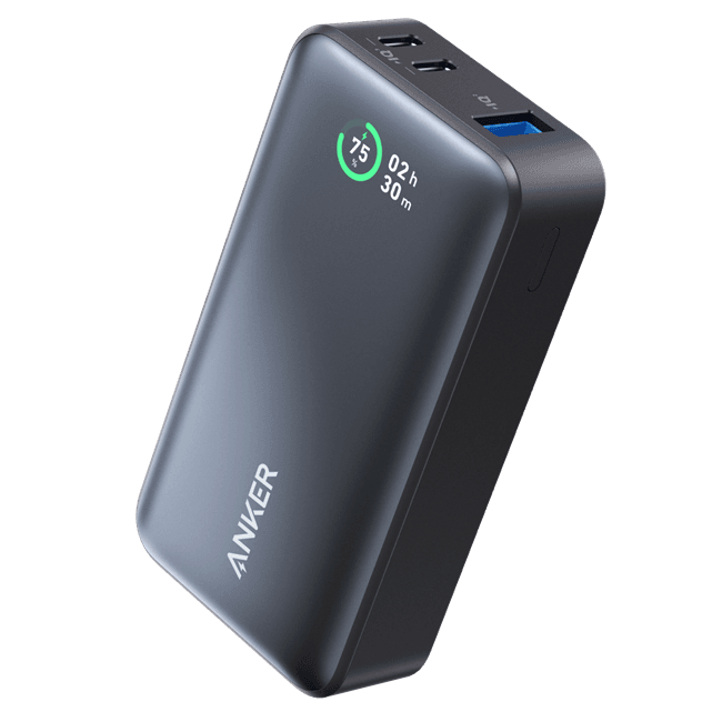 Anker A1256 – Pin dự phòng Anker 533 dung lượng 10000mah, công suất 30w, 2 Type C, 1 Usb A, tích hợp LED hiển thị pin